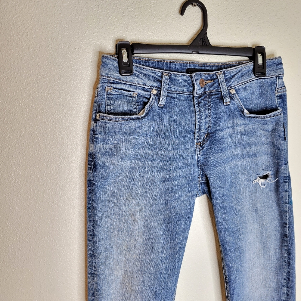 Silver Distressed Boyfriend Jeans